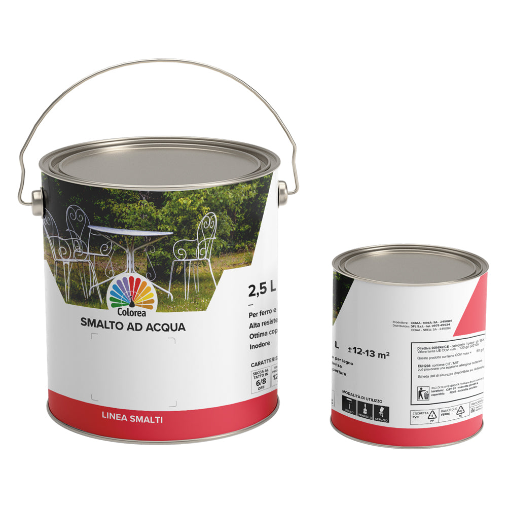 SMALTO ALL'ACQUA 'COLOREA' Lt. 2,5 bianco lucido  - COLOREA
