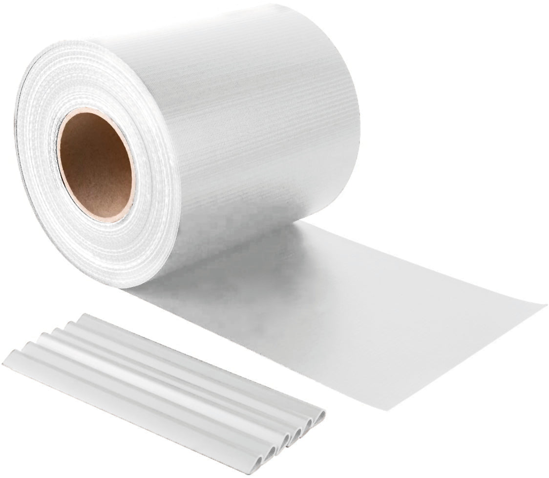 Confine STRISCIA FRANGIVISTA IN PVC + 20 CLIP (450 gr/m) cm. 19x35 mt col. Bianco