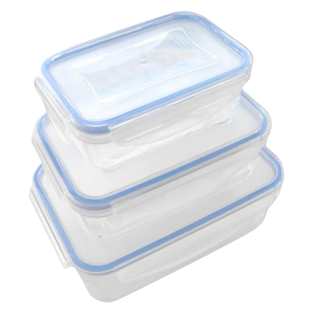 CONTENITORE RETTANGOLARE IN PLASTICA SET 'SUPERLOCK' kit 3 pezzi - lt 0,24 / 0,5 / 1,0  - ECOPLAST