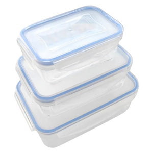 CONTENITORE RETTANGOLARE IN PLASTICA SET 'SUPERLOCK' kit 3 pezzi - lt 0,24 / 0,5 / 1,0  - ECOPLAST