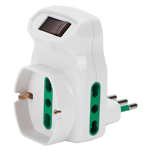 ADATTATORE TRIPLO CON PROTEZIONE SOVRACCARICO Spina 2P+T10A - art.87317  - FANTON