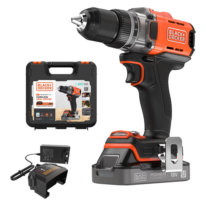 TRAPANO AVVITATORE A BATTERIA 'BCD382D1XK-QW' 18V - 2,0 ah Litio  - BLACK DECKER