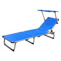 LETTINO SPIAGGIA CON PARASOLE cm 187 x 60 x h 30 - telo blu