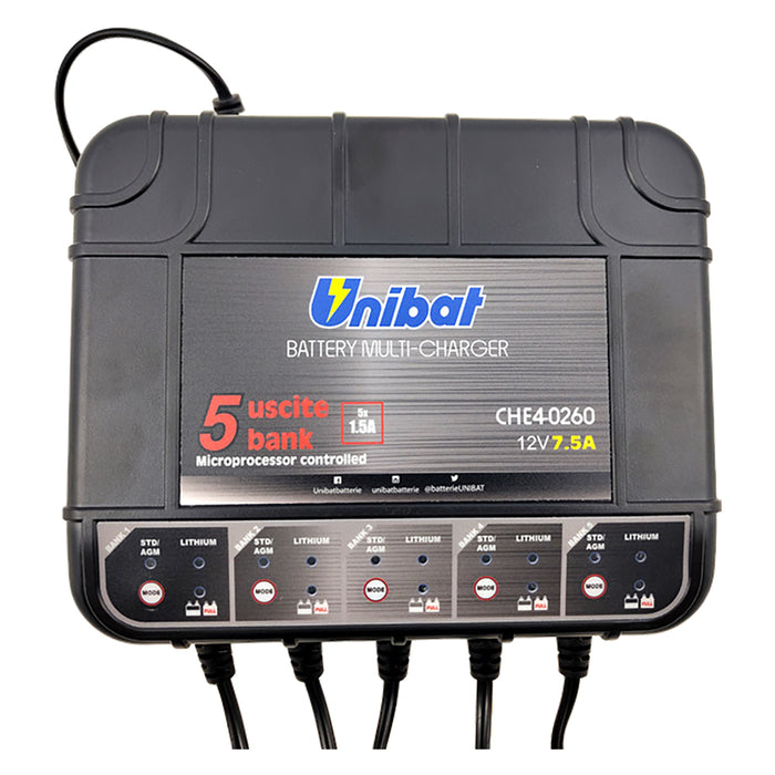 CARICABATTERIA MANTENITORE 'CHARGER BANK' corrente di carica 14,4V (piombo) - 14,6V (litio)