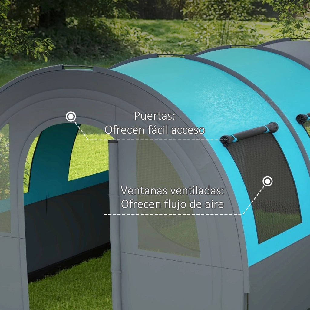 Tenda da campeggio pieghevole per 3 persone con 2 camere ¨C zephmum ¨C grigio 480x260x200 cm