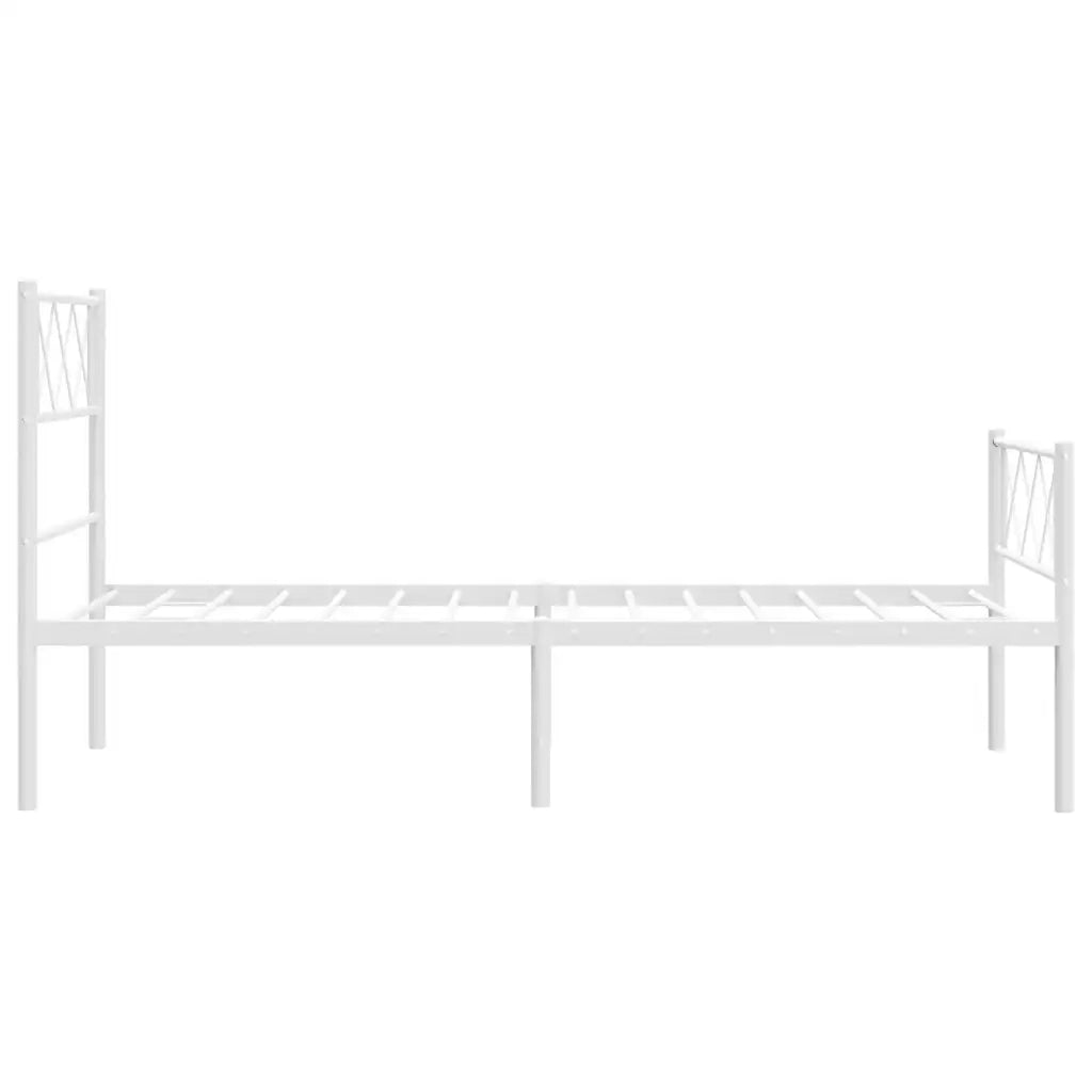 Giroletto con Testiera e Pediera Metallo Bianco 100x190 cm