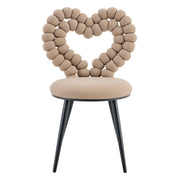 Sedia da pranzo set da 2 con schienale sagomato a cuore; gambe in metallo; vellut