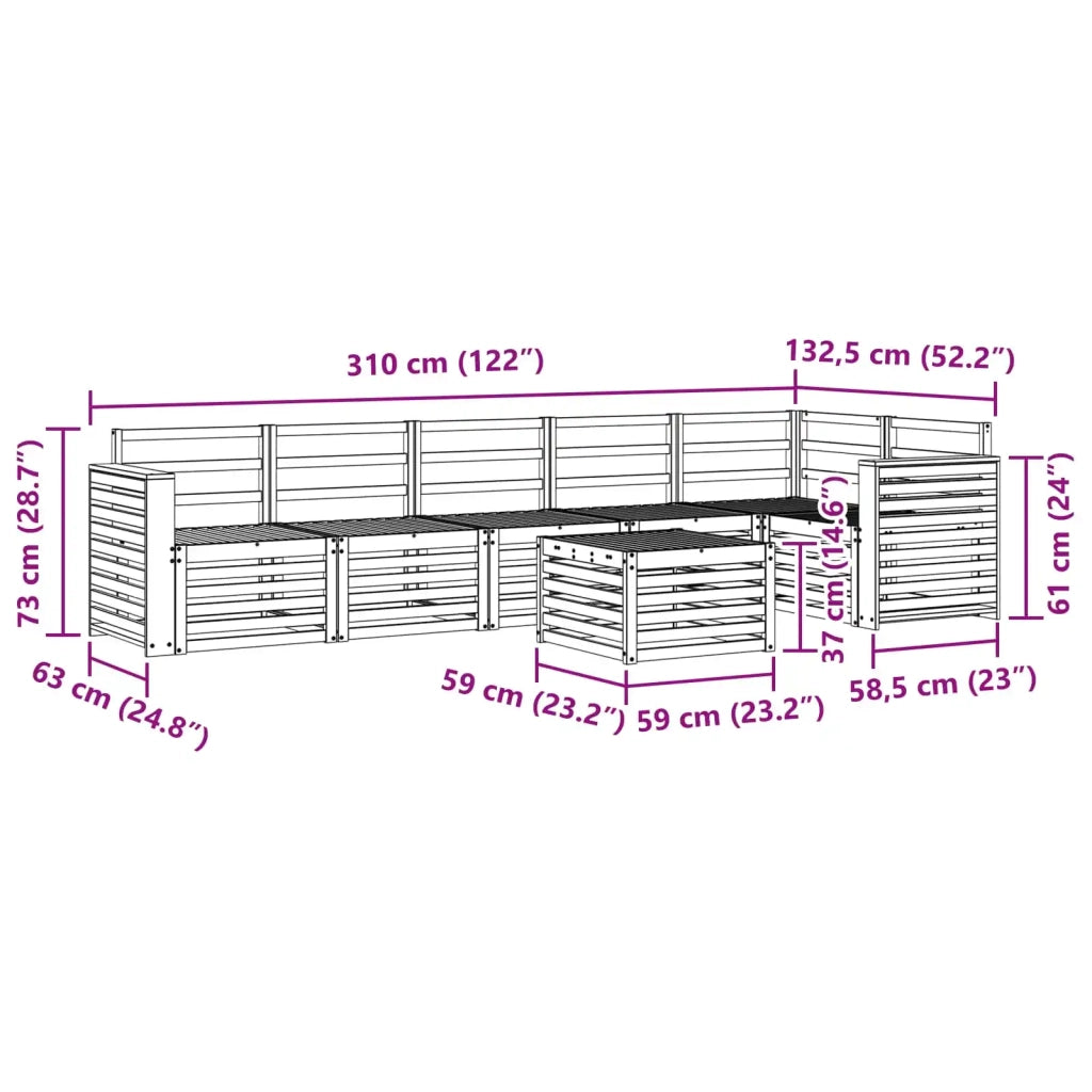 Set di divani da esterno 7 pcs Bianco 59 x 59 x 37 cm 3391959