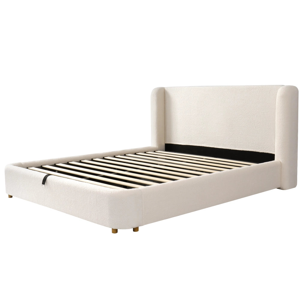 Letti contenitori 180x200 cm; contenitore sollevabile; Bouclé; beige; (Senza materasso)