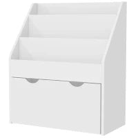 Libreria per Bambini 3-8 Anni a 3 Ripiani con Cassetto Inferiore, in MDF, 62.5x30x70 cm, Bianco