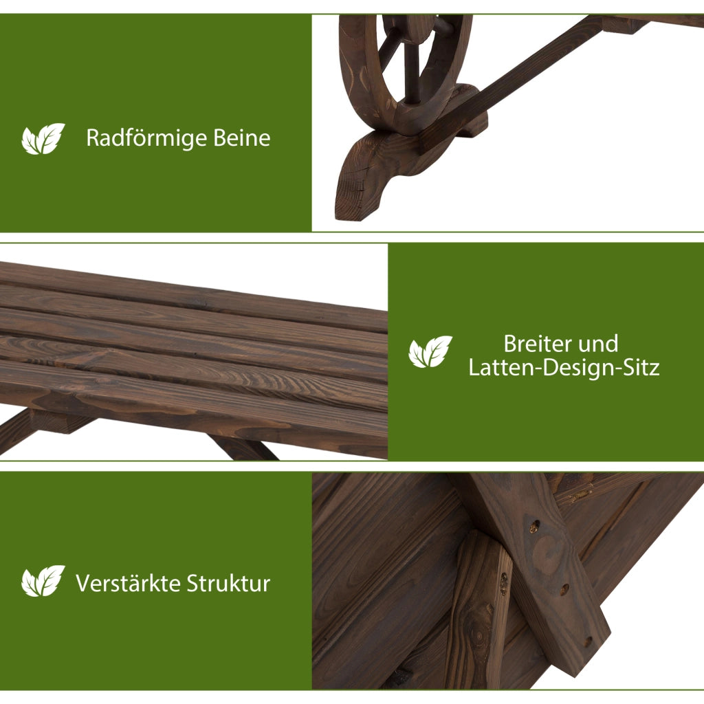 Panca Da Giardino Rustica In Legno Marrone 98 X 50 X 39,5 Cm Per Esterni