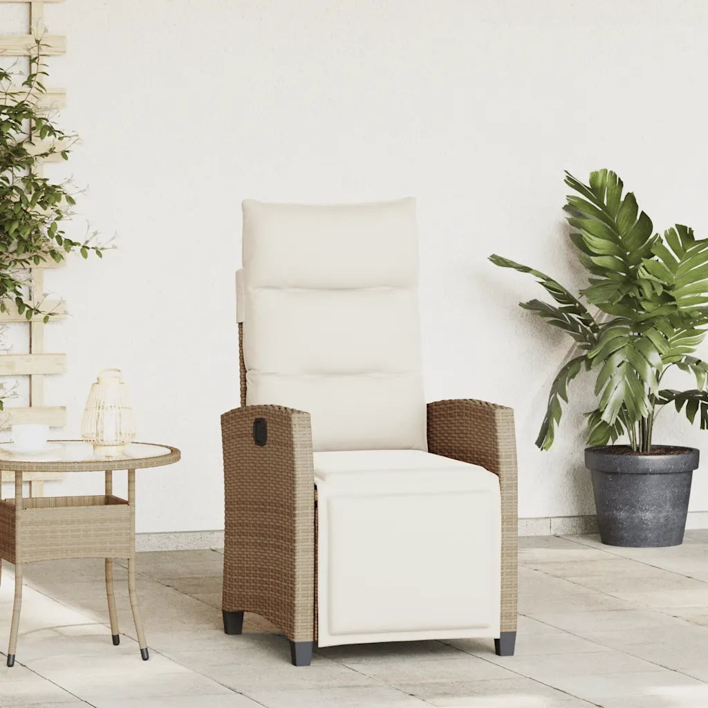 Sedia Reclinabile da Giardino | Sedie da Esterno con Tavolino Beige Polyrattan