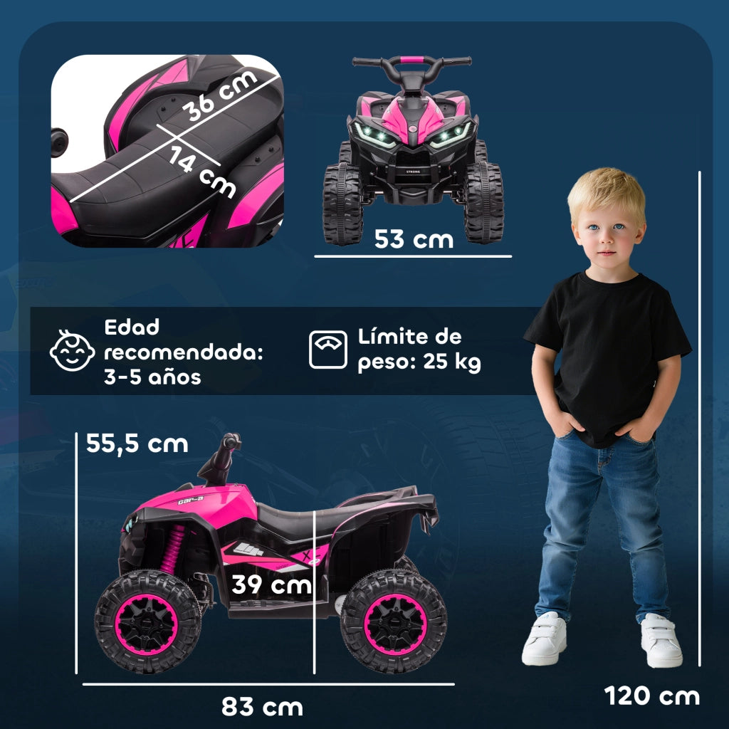 Quad Elettrico per Bambini ¨C Zephmum ¨C Rosa 83x53x55.5 cm