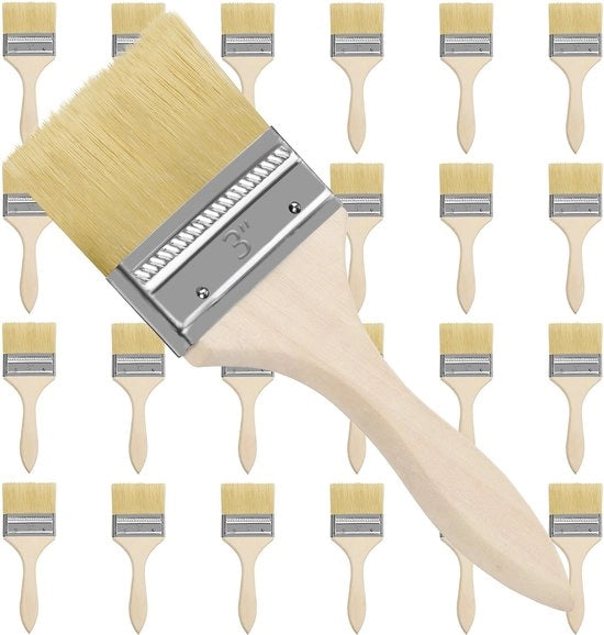 Set di pennelli a pennello 24 pezzi - Pennello 7,62 cm - Lunghezza totale delle setole 20 cm - Pennelli riciclabili - Adatto a diverse applicazioni - Ideale per lavori di manutenzione