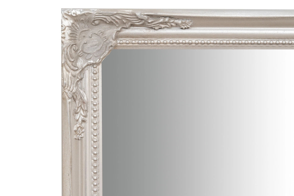 Biscottini Specchio Specchiera da parete e appendere verticale/orizzontale L60xPR4xH90 cm finitura foglia argento anticato