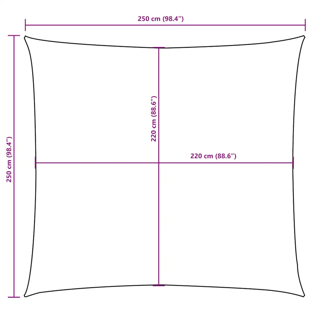 Vela Parasole in Tela Oxford Quadrata 2,5x2,5 m Gialla 135576