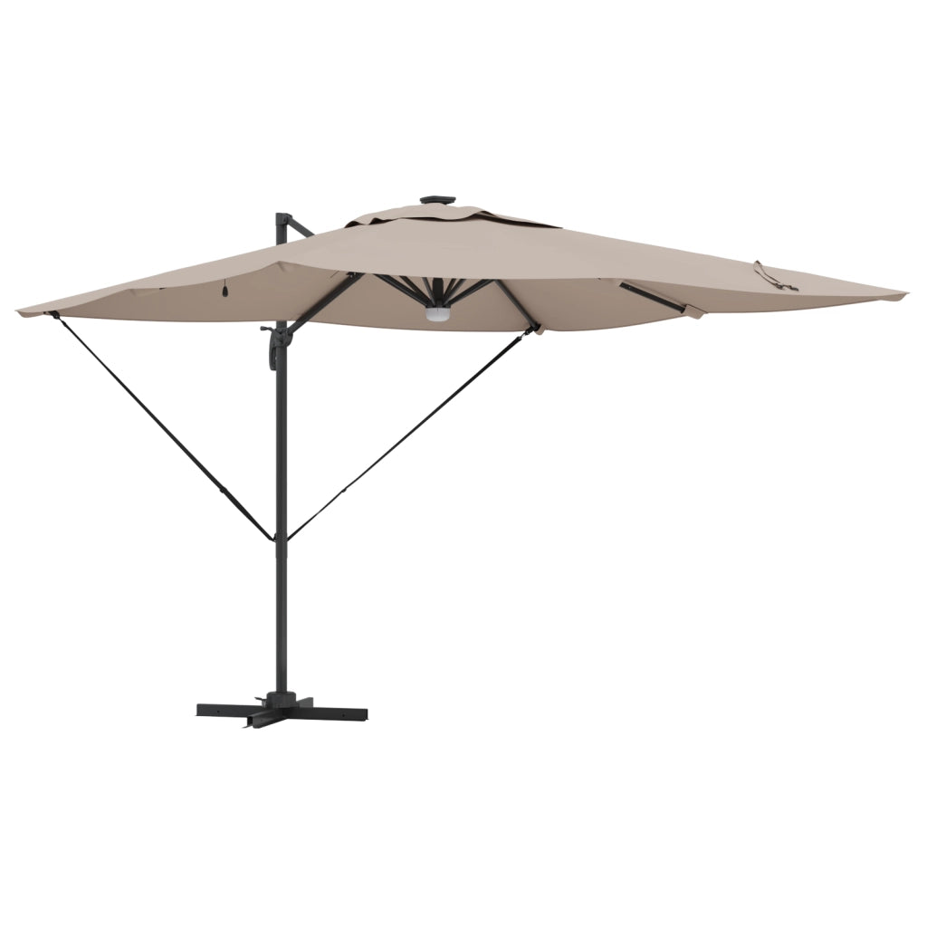 Ombrellone a sbalzo Roma di con LED Tortora 286x285x270 cm Alluminio