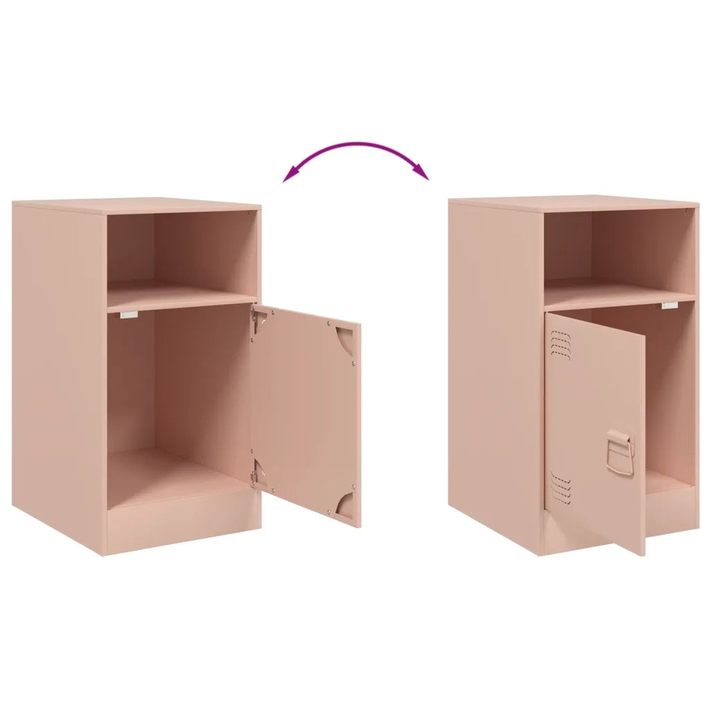 Set di 2 Comodini | Armadio da Notte | Mobiletto da notte Rosa 34,5x39x62 cm in Acciaio