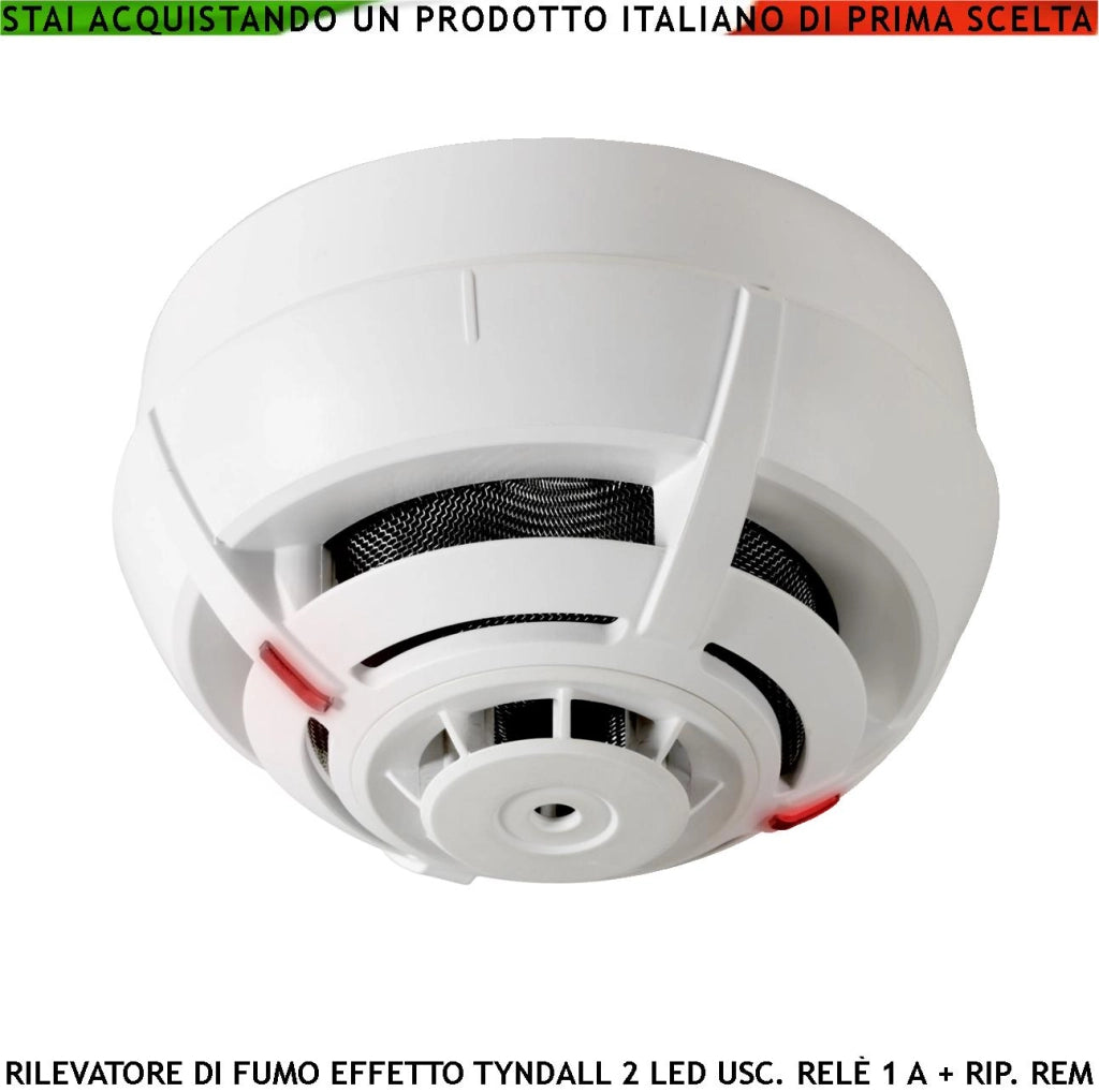 RILEVATORE DI FUMO EFFETTO TYNDALL SENSORE USCITA RELÈ ALLARME E SEGNALAZIONE REMOTA LED ALLARME ALIMENTAZIONE 12/28 V