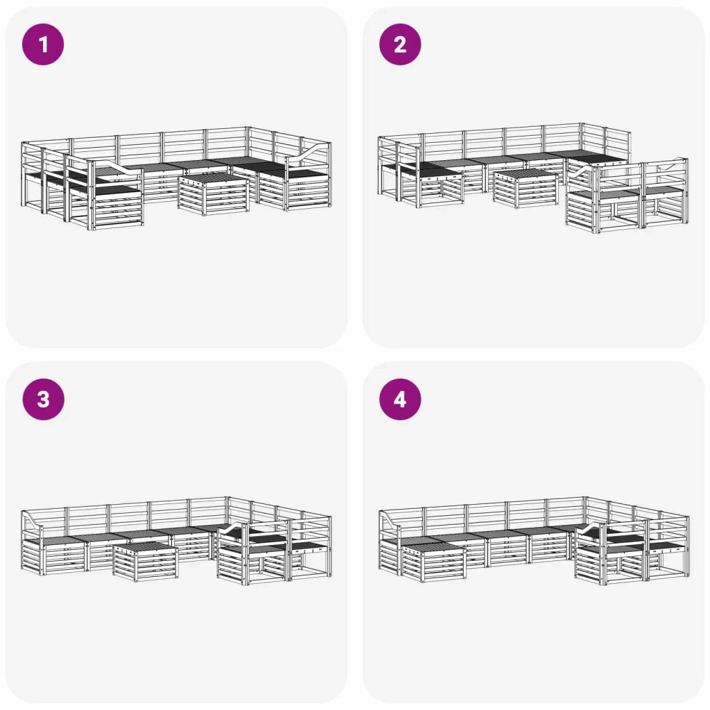 Set di divani da esterno 10 pcs Bianco 59 x 59 x 37 cm 3392559