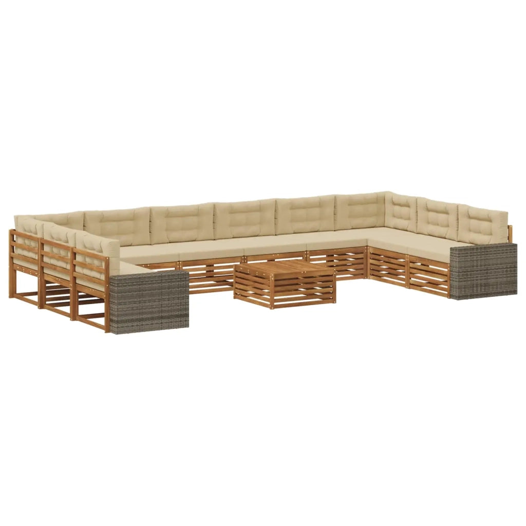 Set divani con cuscino 11 pcs Legno di Acacia Massello