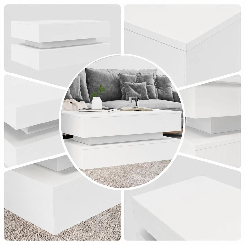 Coffee Table With LED Lights White 90x50x40 Cm