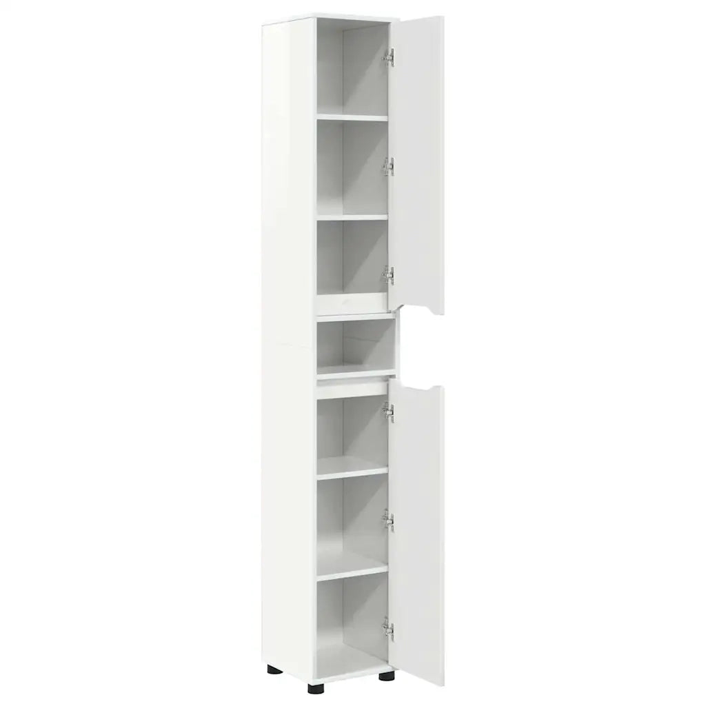 Mobile da Bagno con porta Bianco Lucido 30,5 x 30 x 195 cm