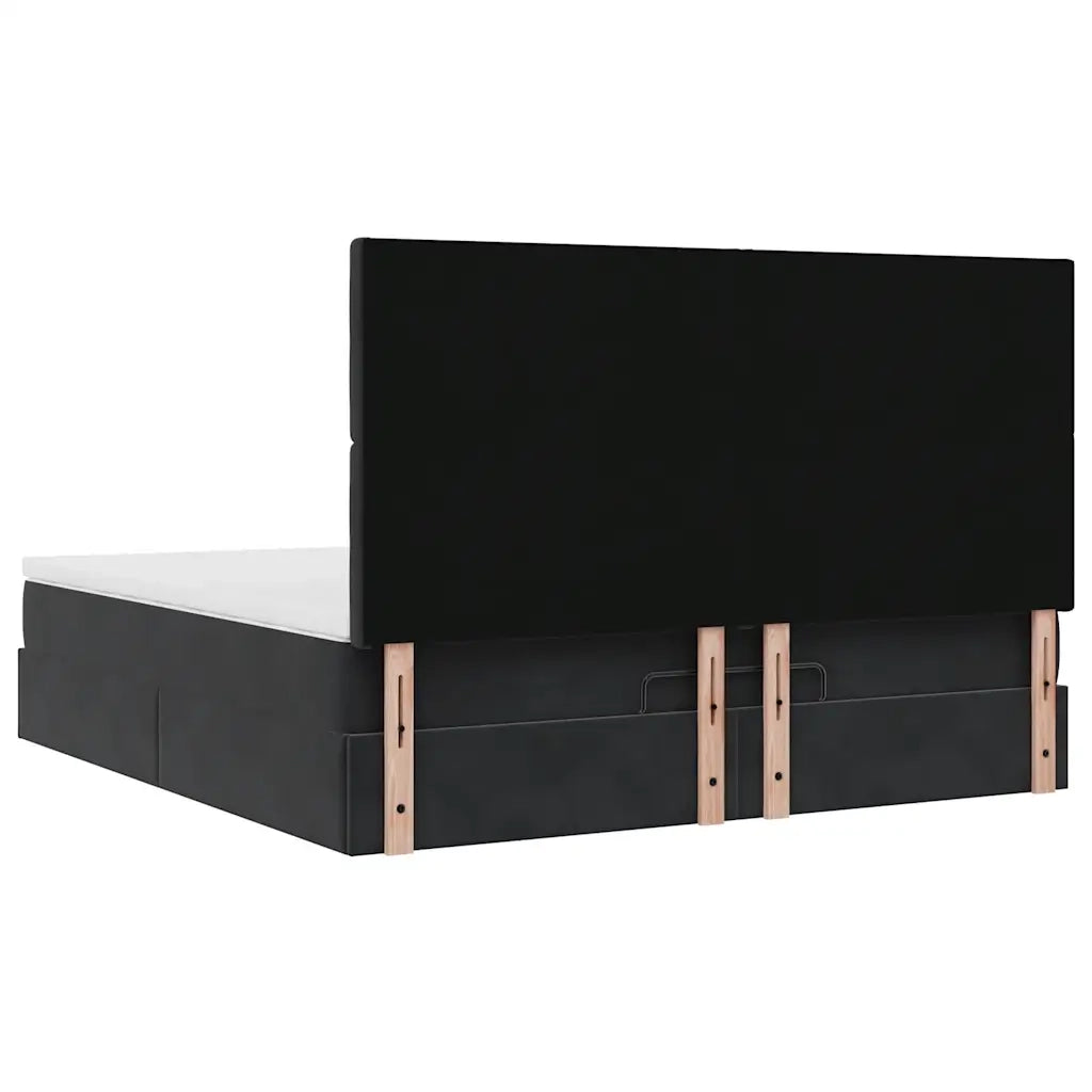 Struttura Letto Pouf con Materassi Nero 180x200 cm in Velluto 3313633
