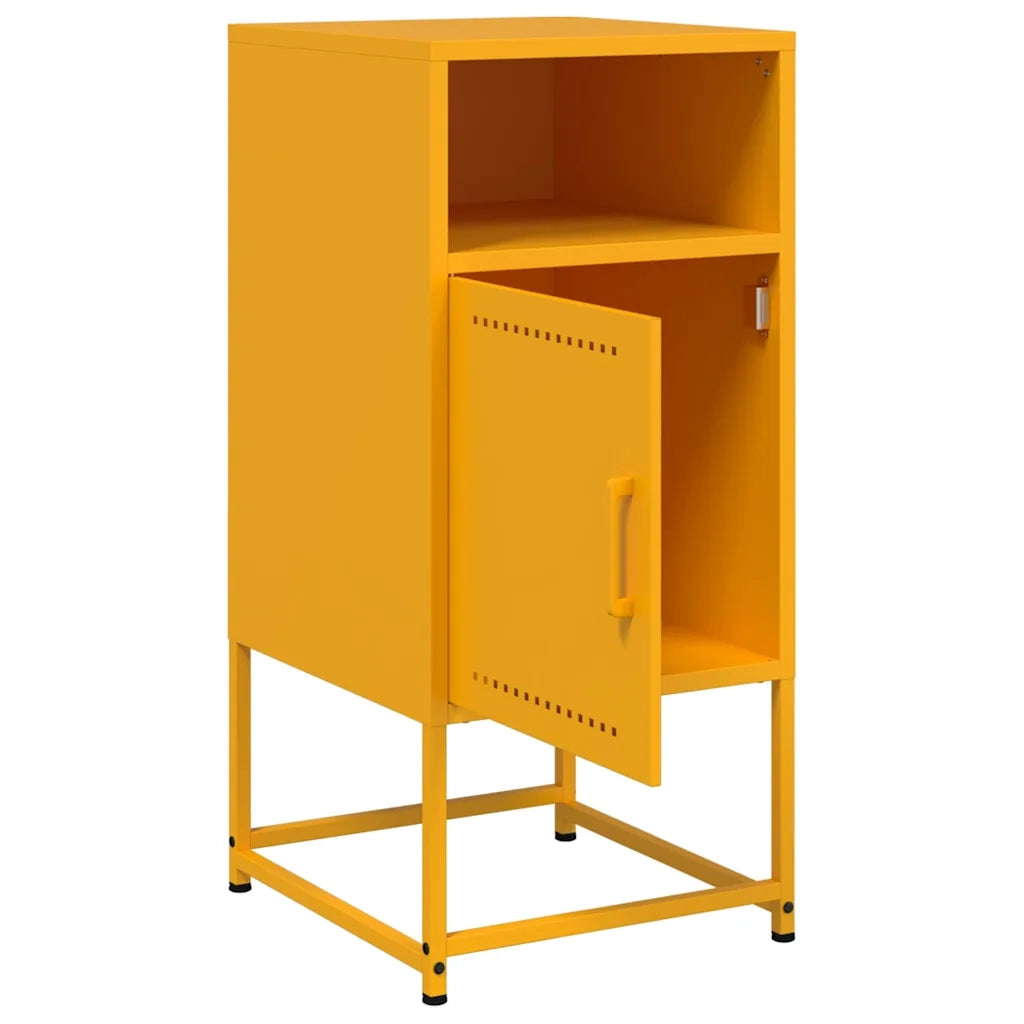 Comodini 2 pz-Set di 2 Tavolino da notte Giallo Senape 36x39x78 cm in Acciaio 303515