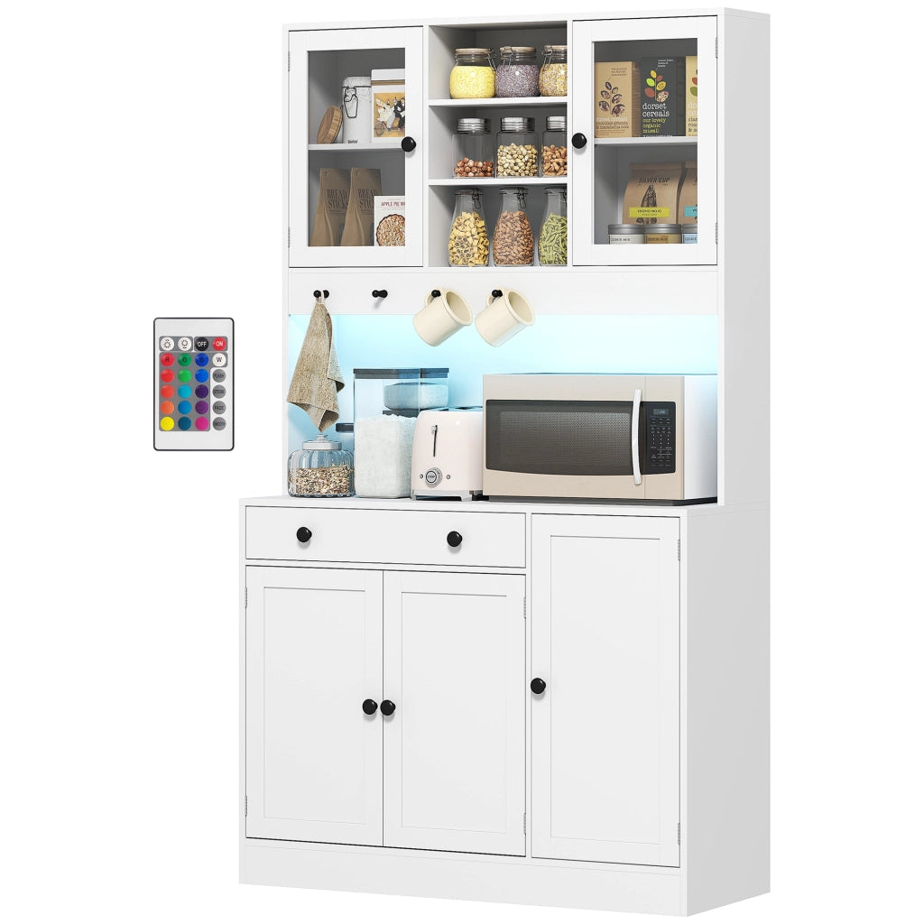 Armadio con ante scorrevoli, cassetto e illuminazione LED ¨C zephmum ¨C Bianco