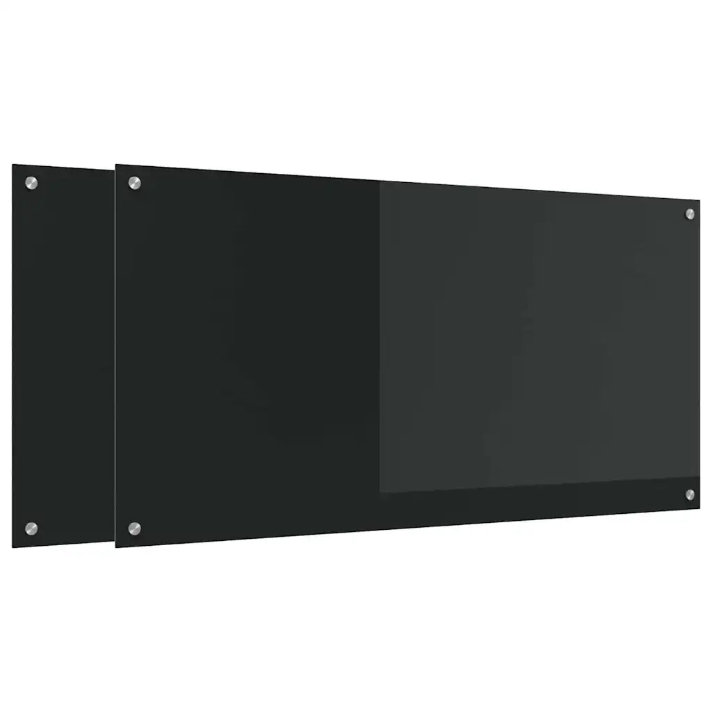 Schienale da cucina 2 pcs Nero 120 x 60 cm vetro temperato 3415499