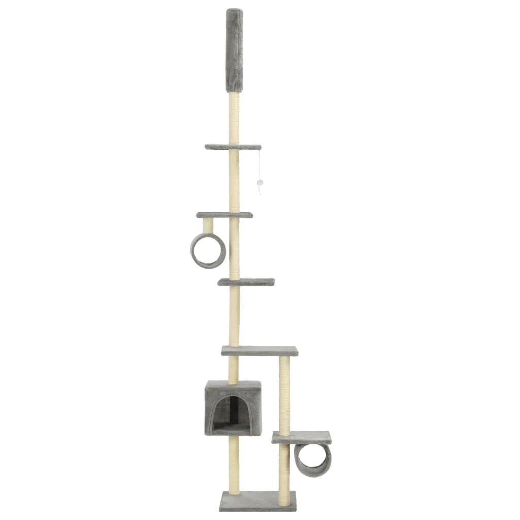 Tiragraffi albero per gatti cuccia per gatti giocattolo peluche sisal 260 cm grigio 3702111