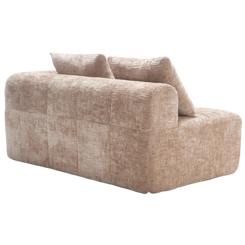Divano 158x90x60 cm con chaise longue; tasche laterali e cuscino in chenille khaki