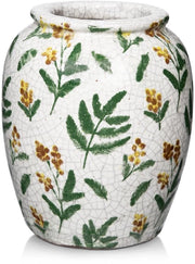 Vaso ceramico, vaso da tavolo manufatto a mano con disegno di fiori gialli per decorazione in soggiorno, ufficio casalingo, vaso per tulipani, decorazione rustica antica, vaso moderno per la campagna da posizionare sulla tavola, altezza 15 cm