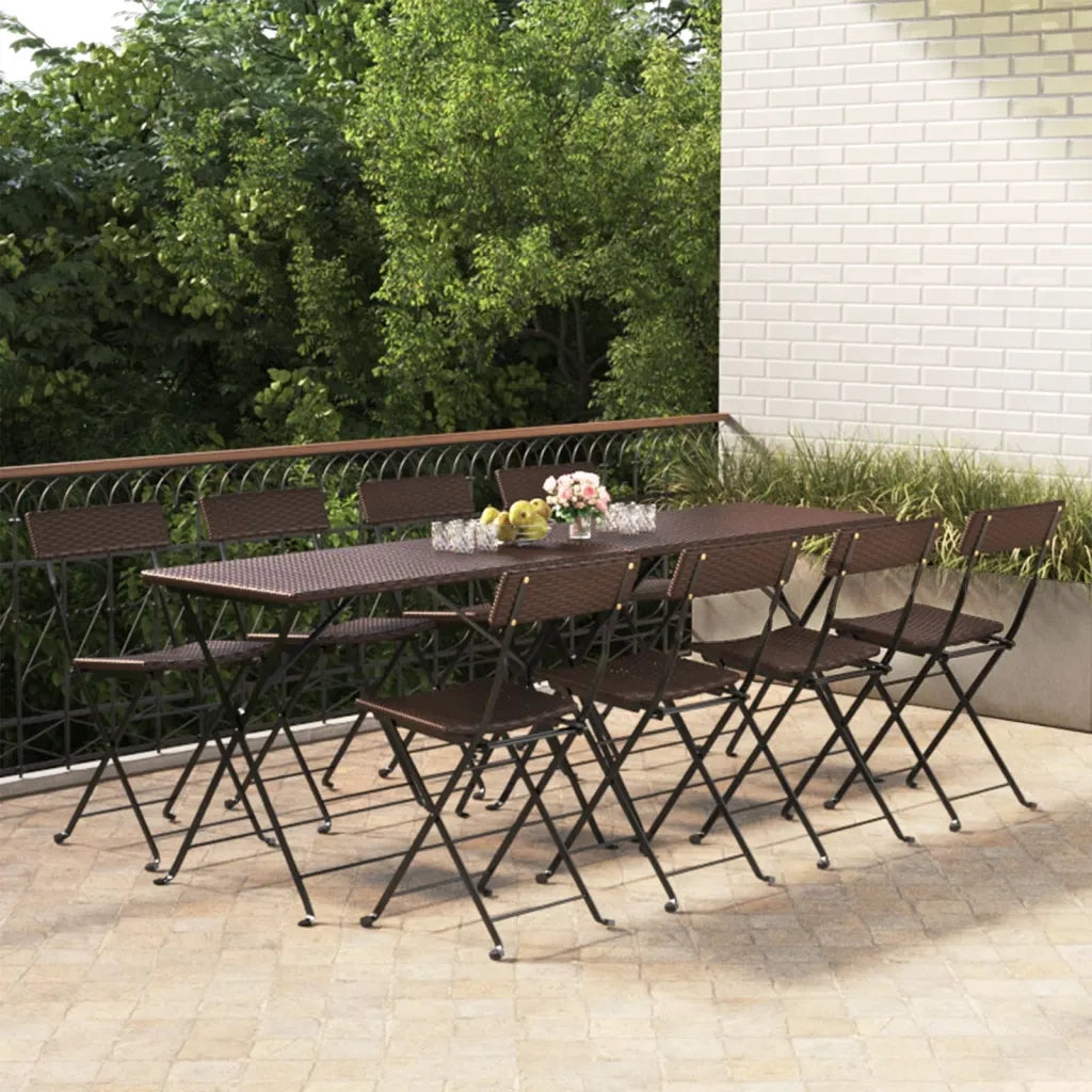 Sedie Pieghevoli da Bistr¨° 8 pz | Sedie da Esterno Marroni Polyrattan e Acciaio