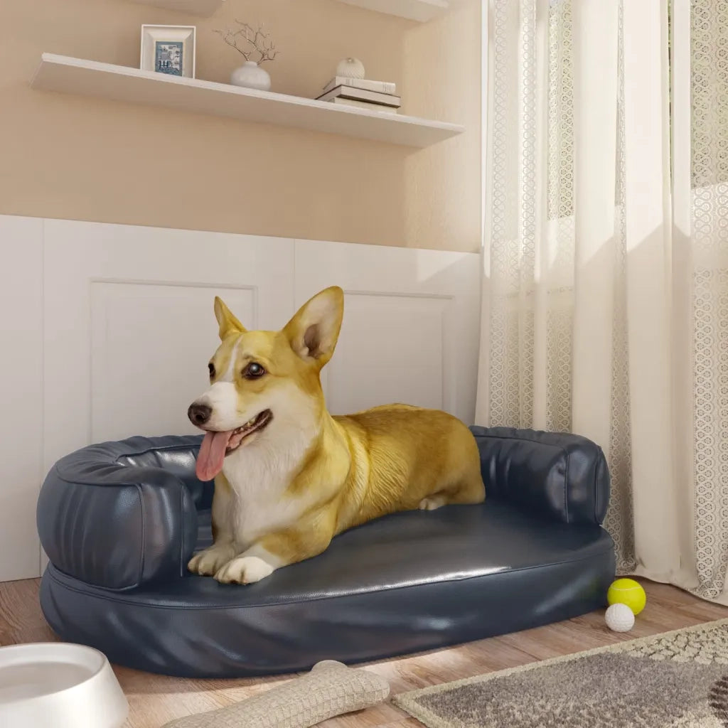Letto Cani Ergonomico Gommapiuma Blu Scuro 75x53 cm Similpelle 171314