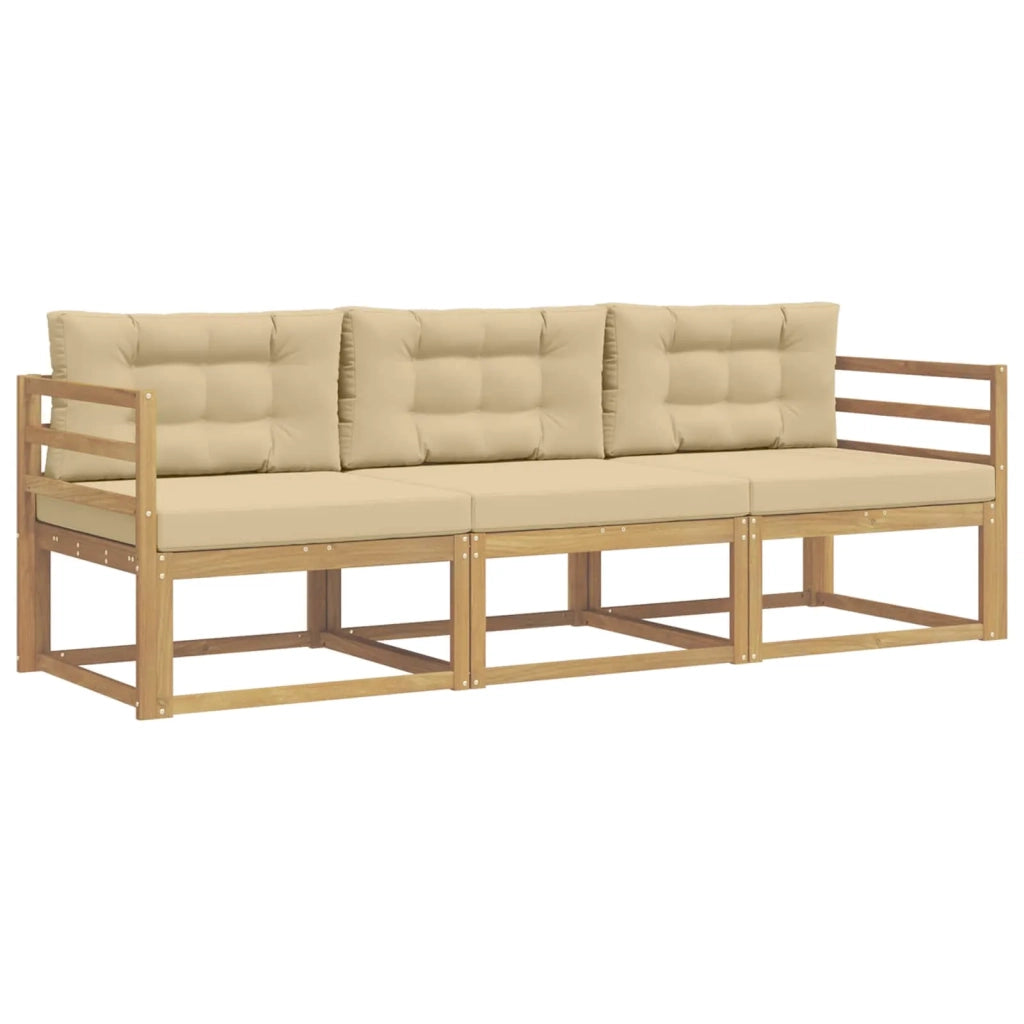 Set di divani da esterno 3 pz Bianco e Beige Poliestere 3385977