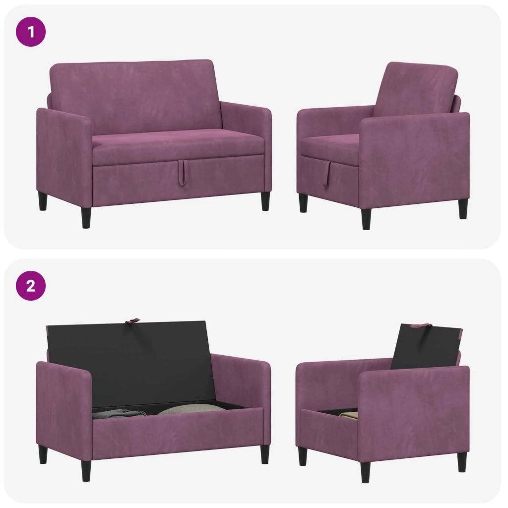 Set di Divani con Storage 2 pz Viola Poliestere 3429175