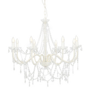 Lampada a sospensione 80 x 75 cm con perline di cristallo elegante stile contemporaneo metallo bianco 02_0046410