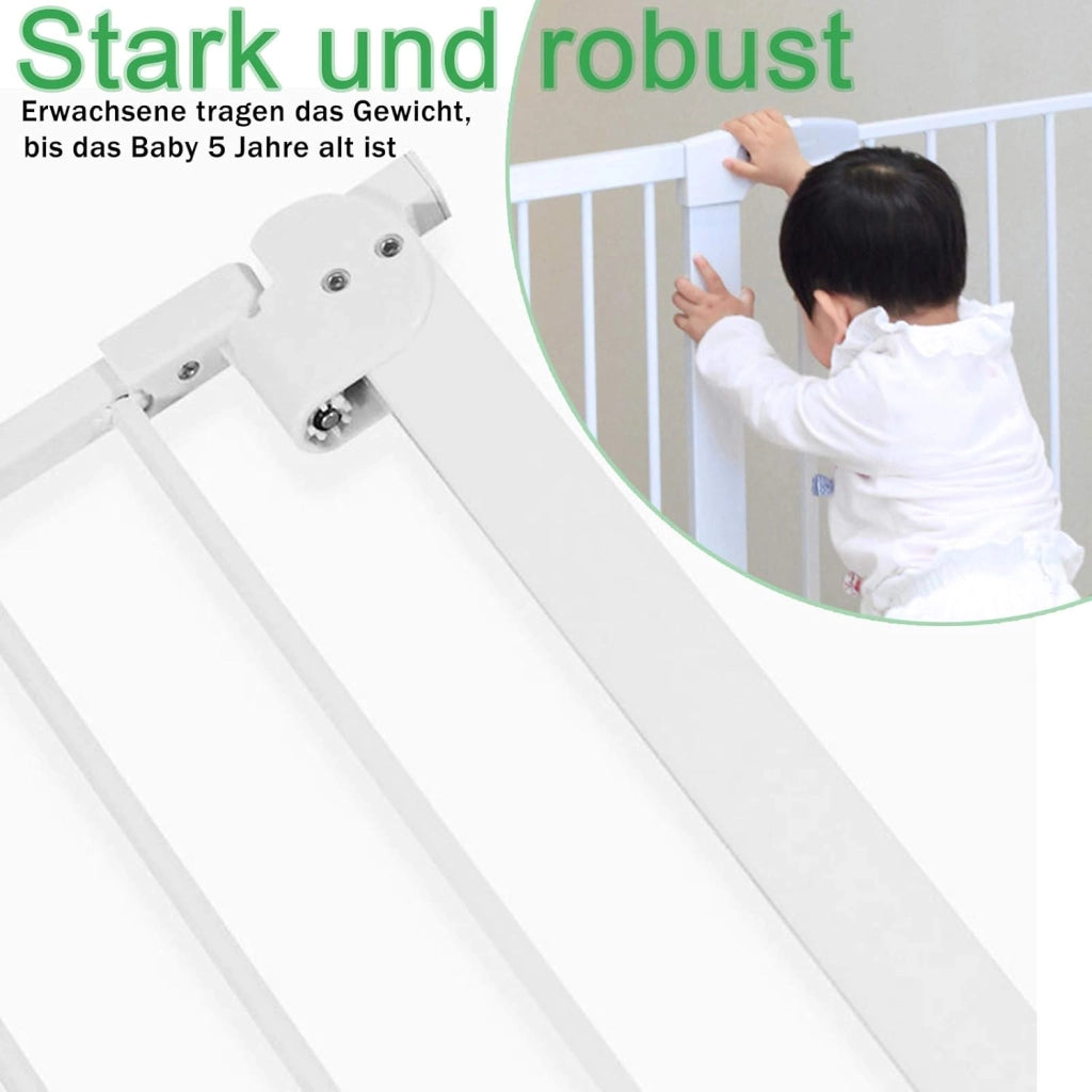 Griglia di protezione per scale, 100 cm, senza foratura, per porte e scale, con chiusura automatica, per bambini, per cani e bambini, per 105-115 cm (bianco), WR-(HAG1241D)