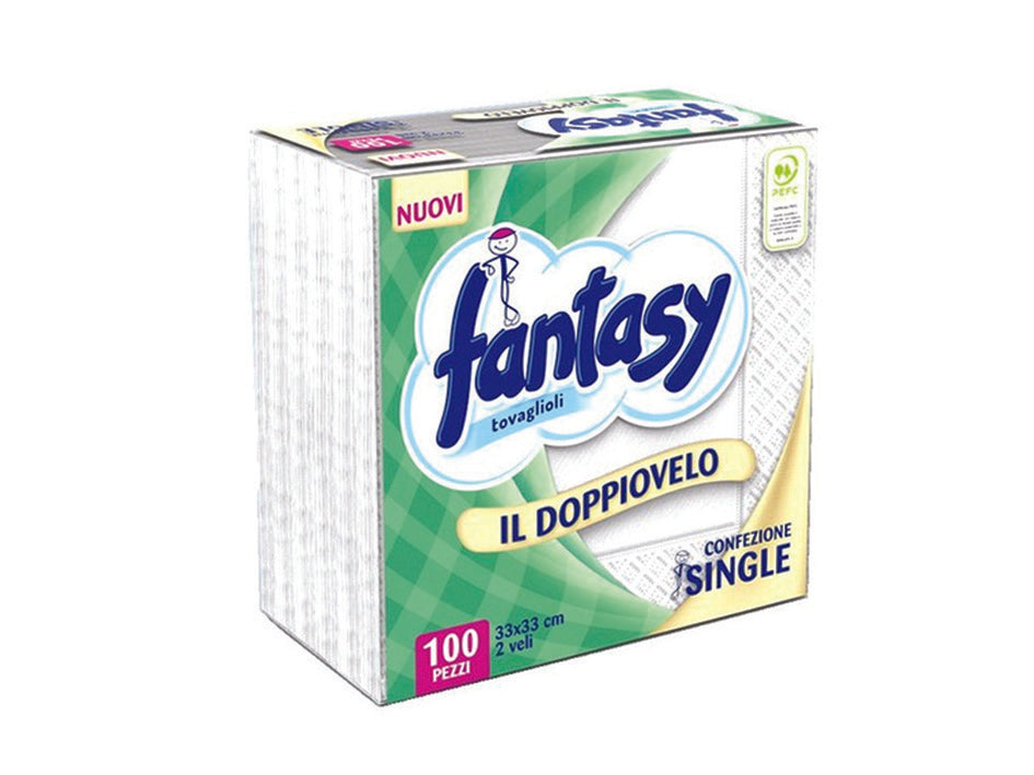 TOVAGLIOLI CARTA IL DOPPIOVELO PZ.100 2 VELI- - cm.33x33 - 30 pezzi FANTASY