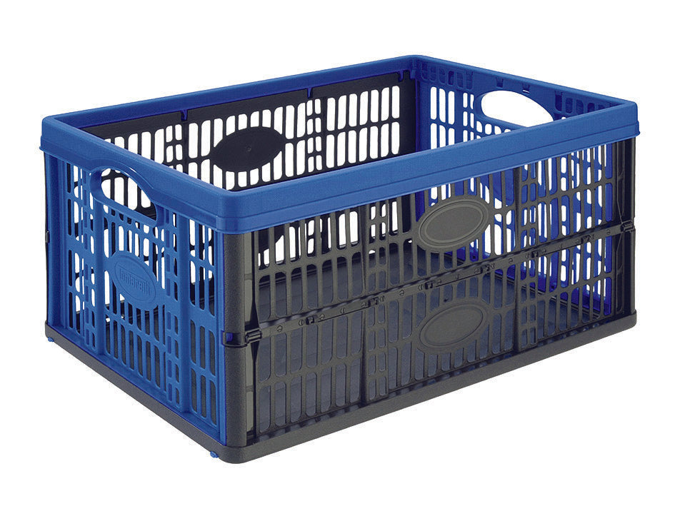 CESTO PIEGHEVOLE VOILA' COLORE NERO/AZZURRO  cm.47,5x35x4,323,6h. lt.32    TONTARELLI