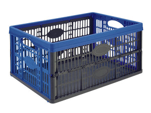 CESTO PIEGHEVOLE VOILA' COLORE NERO/AZZURRO  cm.47,5x35x4,323,6h. lt.32    TONTARELLI