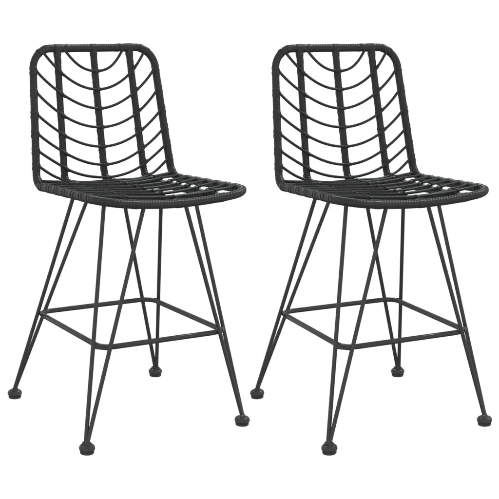 Sgabelli da Bar 2 pz Neri 45x56x103,5 cm Rattan PE e Acciaio 319431