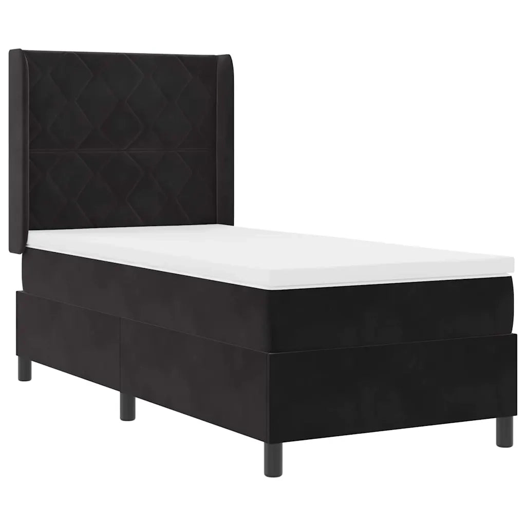 Letto a molle con strisce LED Nero 100 x 200 cm Velluto 3343912
