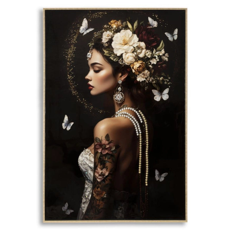 Stampa Dipinta Su Tela Laccata Persian Con Cornice -b- cm 62x3,5x92