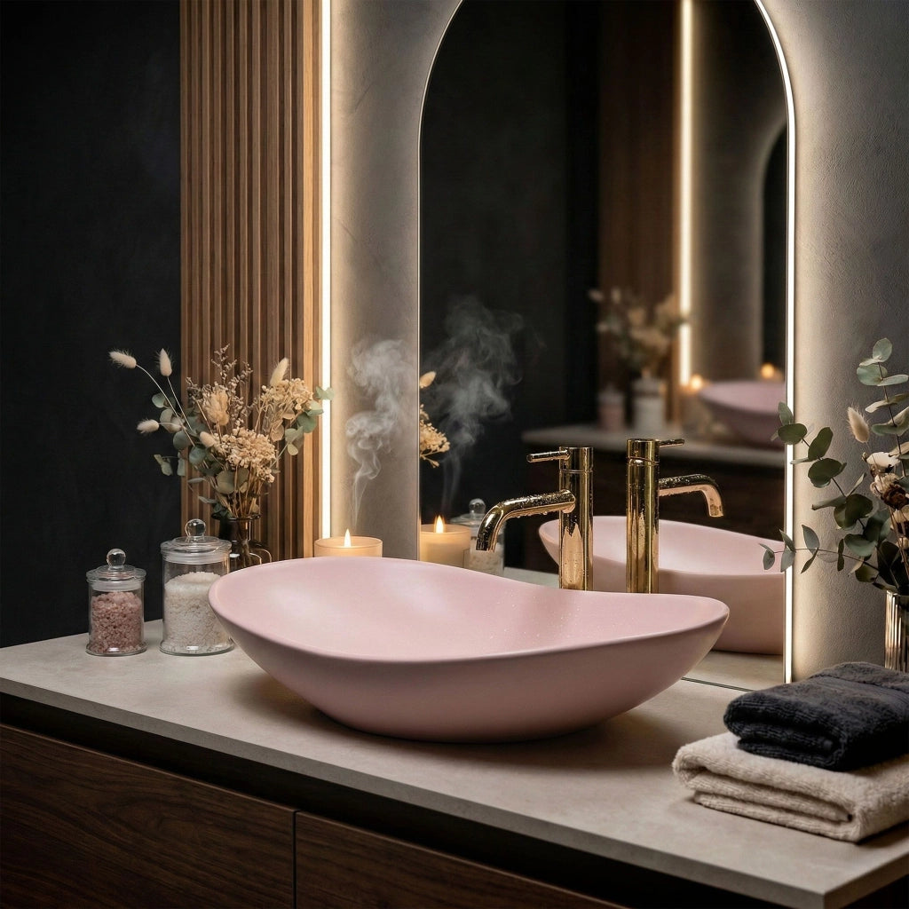 Lavabo Da Appoggio Rea Royal Powder Pink Matt