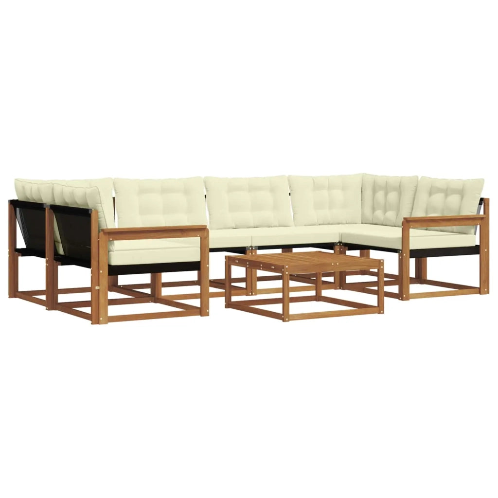 Set di divani da esterno con cuscino 7 pcs Naturale e Crema 3369233