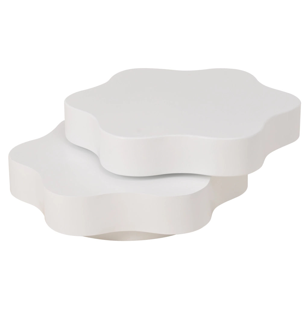 Tavolino da caffè 74.8x67.5x31 cm girevole a 360° in MDF bianco crema