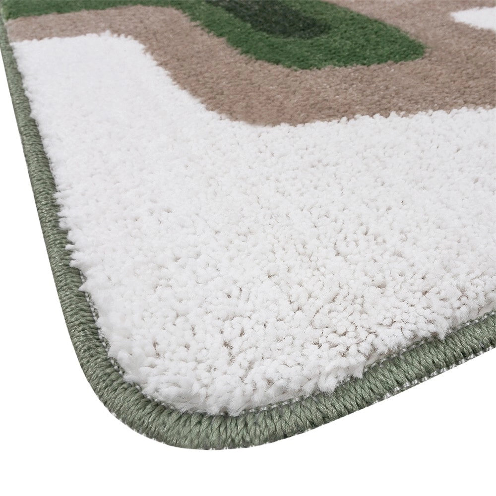 Tappeto Bagno Scendiletto Pelo Raso Morbido Assorbente Antiscivolo Lavabile Set 3 Pezzi Verde